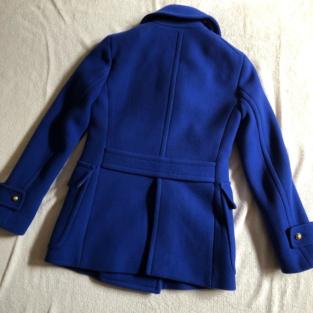 J Crew royal blue textured tweed double breasted coat jacket peacoat - Picture 5 of 9
